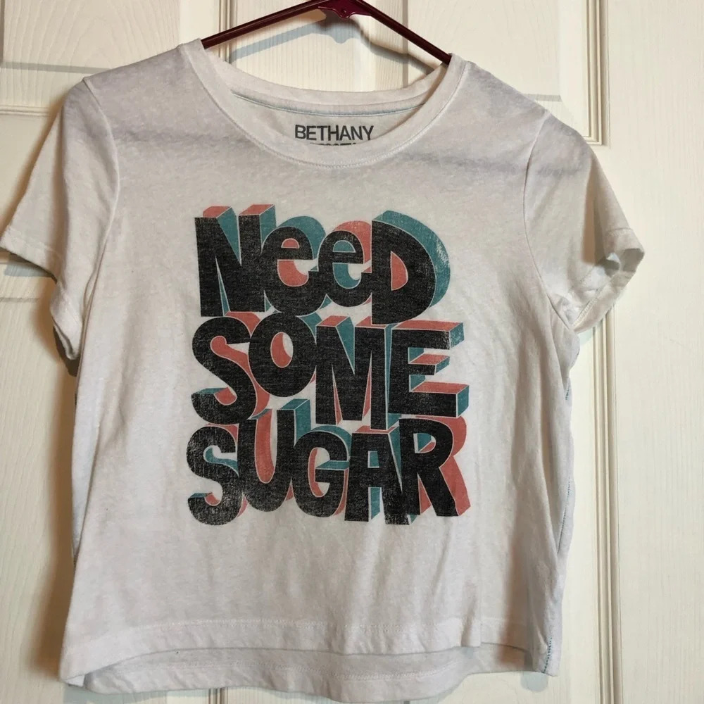 White Bethany Mota by Aeropostale T-shirt Crop S